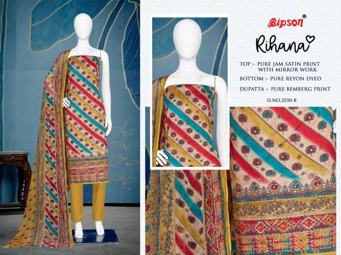 Rihana 2550 By Bipson Pure Jam Satin Printed Dress Material Wholesale Shop In Surat